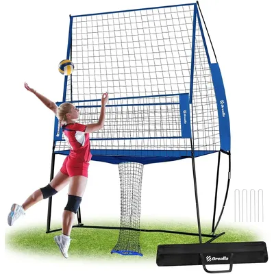 Training Equipment, Volleyball Practice Net Station Update Freely Adjustable Height of Front Net,