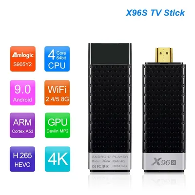 Top TV BOX X96S X96 Stick 4K TV Stick Mini Android 9 4GB 32GB Amlogic S905Y2 Quad Core Wifi BT 1080P