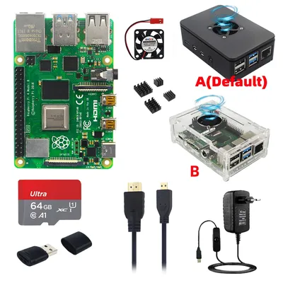 New Original Raspberry Pi 4 Model B 8 4 2 1 GB RAM + Case + Fan + Heat Sinks + Power Adapter