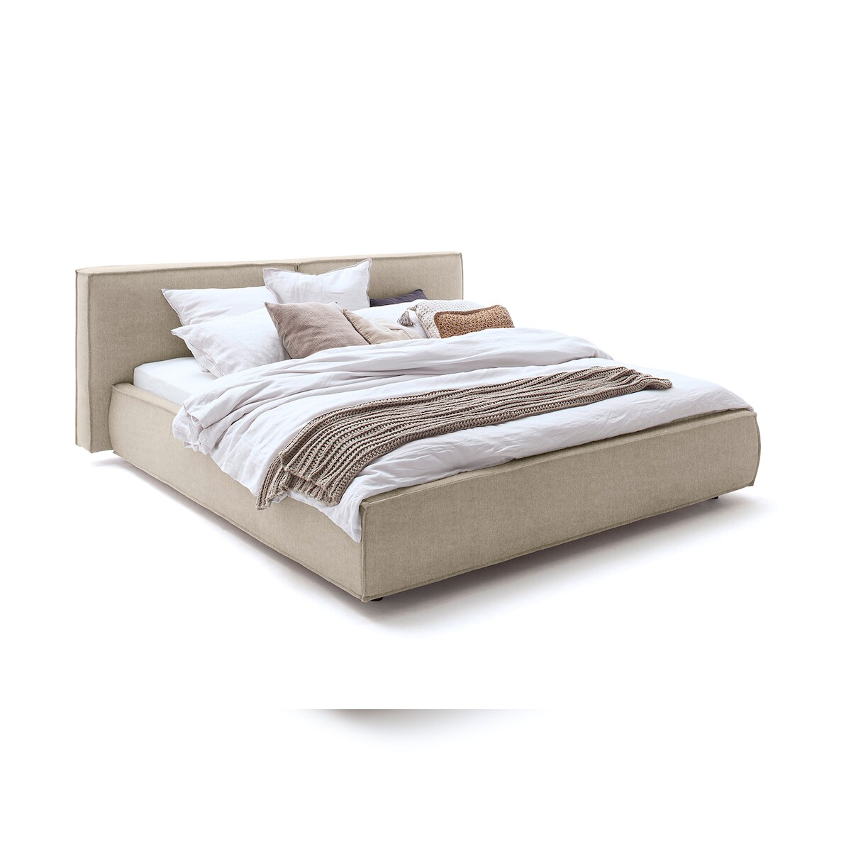 KAWOLA Bett CARLO Polsterbett Stoff taupe 160x200cm Image