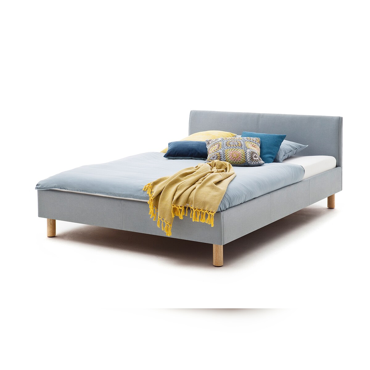 KAWOLA Bett LEO Polsterbett Stoff blau 120x200cm Image