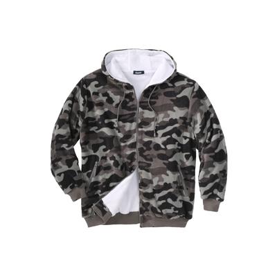 Men's Big & Tall Explorer Plush Fleece Hoodie by KingSize in Gray Smoke Camo (Size 2XL)