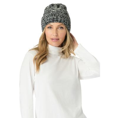 Women's Cable Knit Hat by Accessories For All in Black White Marled