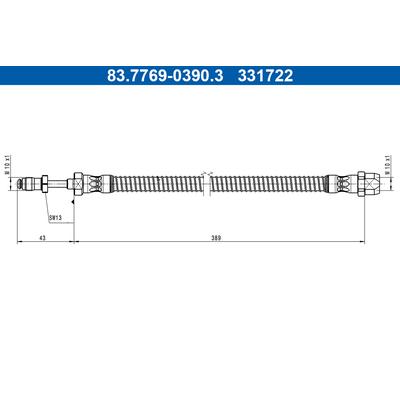 ATE Bremsschlauch hinten rechts links für MERCEDES-BENZ 2134283400 A2134283400 83.7769-0390.3 Image