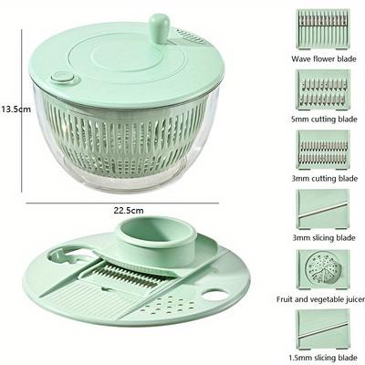 TEMU 3pcs/ 1pcs 1 Set Vegetable Salad Dehydrator, Multi-functional Vegetable Slicer, Household Slinger, Vegetable And Fruit Potato Slicer, Spin Dryer, Kitchen Supplies