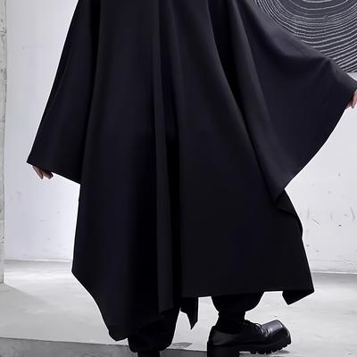 TEMU Design Men' Color Hooded Long Cape, Suitable For Casual And Party Wear