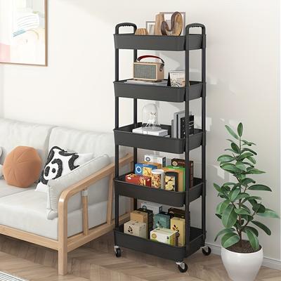 TEMU 5-tier Plastic Rolling Utility Cart With Handle, Multi-functional Storage Trolley, Movable Storage Organizer With Wheels For Office, Living Room, Kitchen