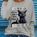 TEMU Women's Simple Cartoon Cat Print Graphic Casual Sports Long Sleeve Crew Neck Long Sleeve T-shirt