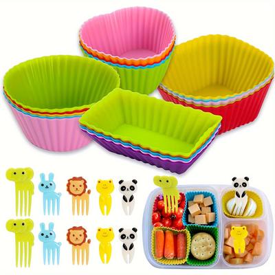 TEMU 30 Pcs Silicone Lunch Box Dividers & 20 Pcs Food Picks - Perfect For Bento Boxes And Cupcakes - Suitable For Parties And Family Meals