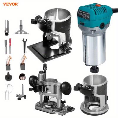 TEMU Vevor Compact Router 1.25hp With Fixed Base, Plunge Base And Tilt Base, Variable Speed Wood Router Kit 30, 000rpm For Woodworking & Furniture Manufacturing