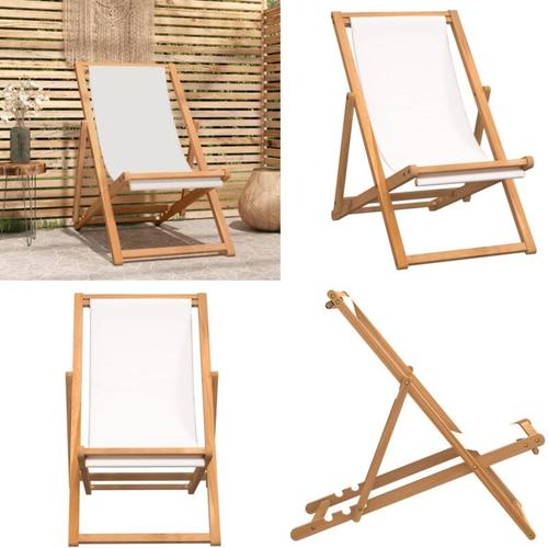 Liegestuhl Teak 56x105x96 cm Creme - Campingstuhl - Campingstühle - Home & Living