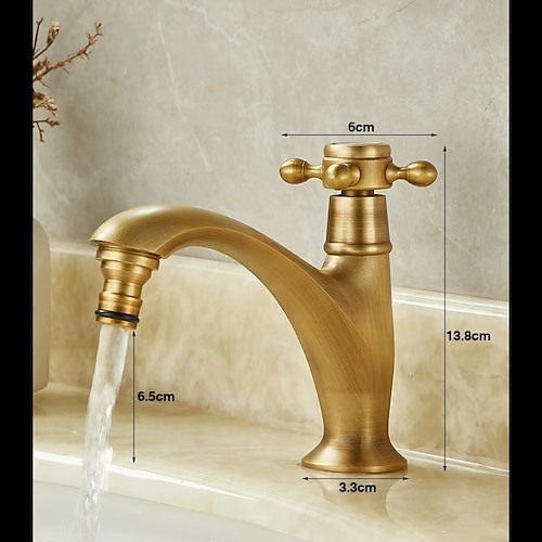 Badezimmer Waschbecken Wasserhahn Antik Messing Einhebel Einlochmontage Centerset Waschtisch Badezimmer Eitelkeit Wasserhahn Image