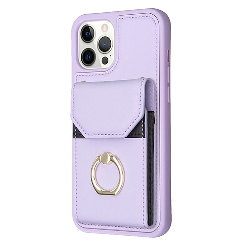 Handy Hülle Handyhüllen Für iPhone 16 15 14 Pro Max Plus 13 12 11 Pro Max Brieftaschenhülle Ringhalter Kartenfach Stoßfest Retro TPU PU-Leder Image