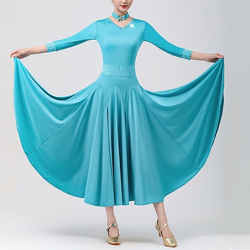 Gesellschaftstanzkleider für Damen aus Spitze mit großem Swing, Tango, moderner Walzer, Wettkampfkleid, Kostüme Image