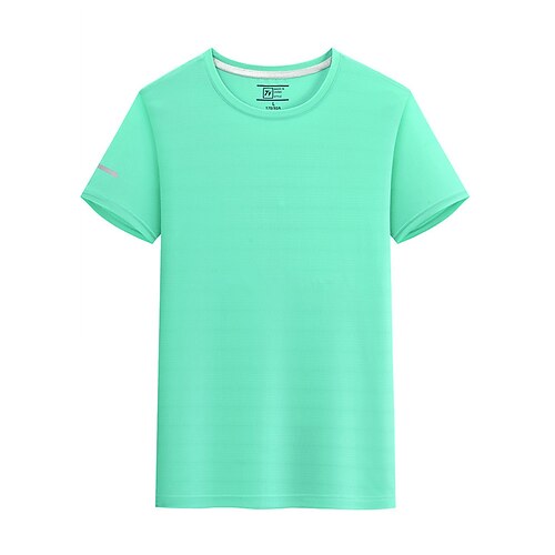 Herren T-Shirt Kurzarm Rundhalsausschnitt T-Shirt Muskelshirt Kurzarmhemd Außen Schnelltrocknend Training Weich Schweißableitend Sommer Spandex Schwarz Weiß Blau Fitnessstudio Klettern Camping Image