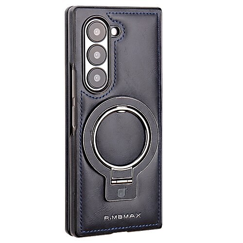 Handy Hülle Handyhüllen Für Samsung Galaxy Z Fold 6 Z Fold 5 Z Fold 4 Z Fold 3 Rückseite Mit Ständer Unterstützt kabelloses Laden Stoßfest Retro TPU PU-Leder Image