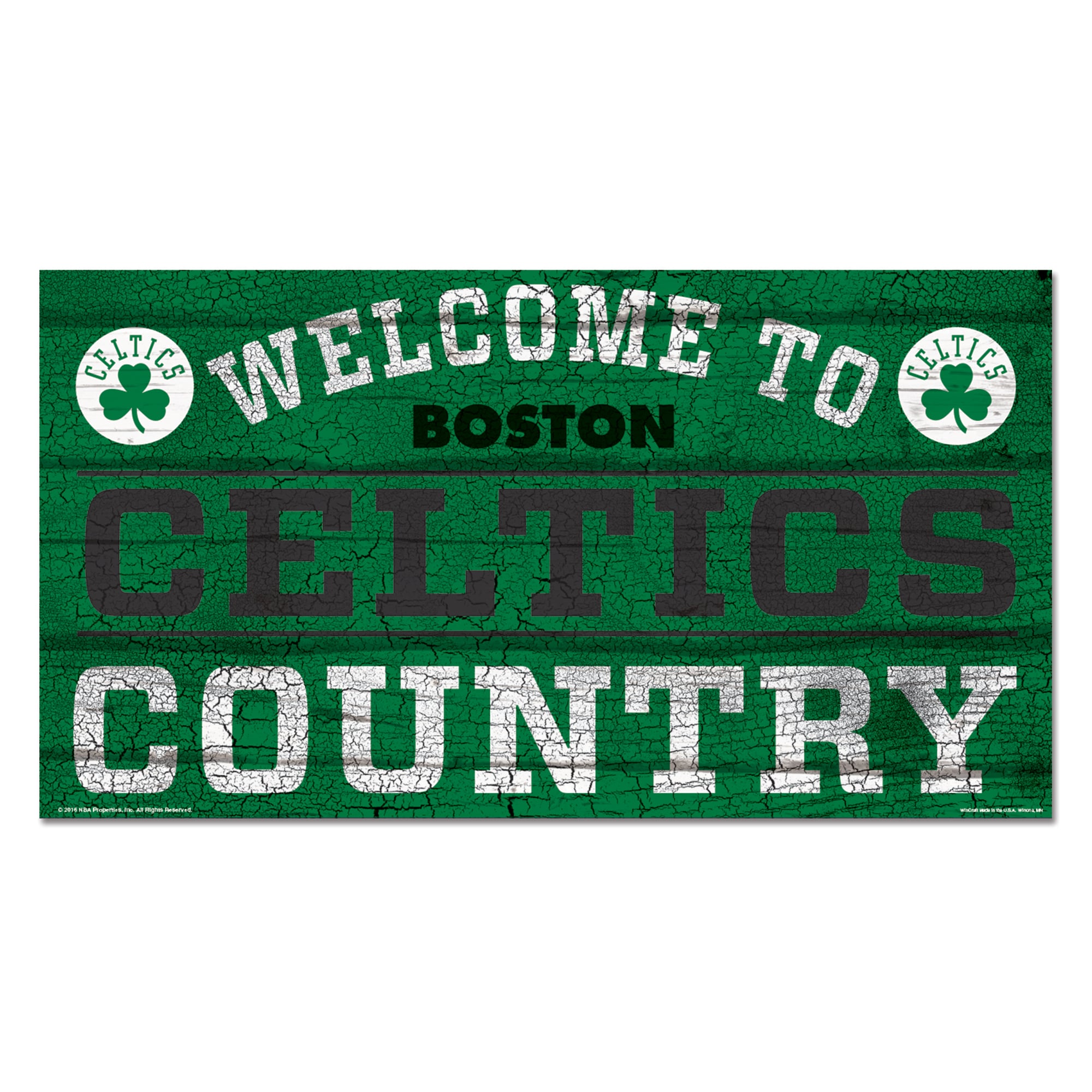 Panneau en bois Bienvenue sur Boston Celtics - 13x24 pouces - No Gender Taille: One Size Only