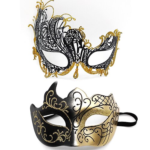 ROMAN Paare Maske Venezianische Maske Erwachsene Damen Metall Legierung Sexy Kostüm Party Maskerade Halloween Karneval Einfaches Karnevalskostüm Image