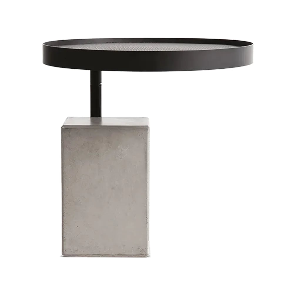 Table d'appoint pivotante en béton gris et acier noir - 45x45cm