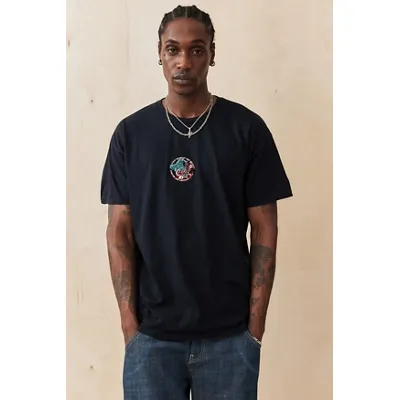 UO Black Fish Embroidered T-Shirt - Black 2XS at Urban Outfitters