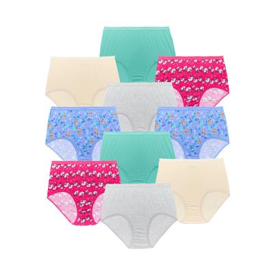 Plus Size Women's Full Coverage Cotton Brief 10-Pack by Comfort Choice in Holiday Pet Pack (Size 7)