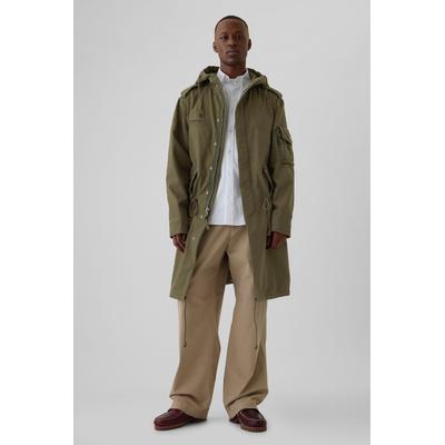 Gap Mens Green Cotton Utility Hooded Parka Jacket - Green
