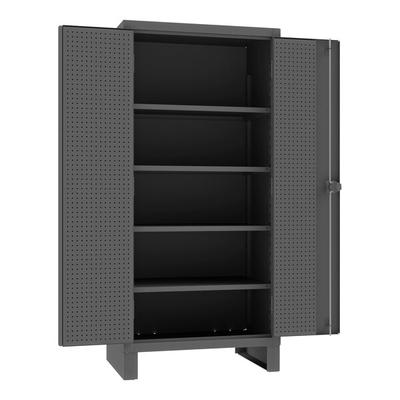 Durham Mfg 48" x 24" x 78" 12 Gauge Steel 4-Shelf Storage Cabinet with Pegboard Panels and 32 Peg Hooks HDCP244878-PB32-4S95