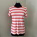 J. Crew Tops | J. Crew By J. Studio Tee Coral Ivory Striped Short Sleeve Cotton T-Shirt | Color: Orange/White | Size: L