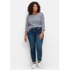 Stretch-Jeans SHEEGO "Große Größen", Damen, Gr. 21, Kurzgrößen, blau (dunkelblau denim), Obermaterial: 96% Baumwolle, 4% Elasthan (LYCRA XTRA LIFE), unifarben, casual, lang, Jeans, Skinny mit Bodyforming-Effekt