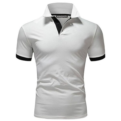 Homme T-shirt Polo Rue Occasionnel Col Rabattu Manche Courte Occasionnel Doux Couleur Unie Uni Style Classique Printemps, Automne, Hiver, Été Coupe régulière Vert pomme Jaune doré Bleu Clair Noir