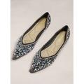 Femme Ballerines Chaussures bling-bling Paillettes de cristal scintillantes ornées de bijoux Soirée Strass Imitation Perle Talon Plat Bout pointu Sexy Paillette Mocassins Noir Vert