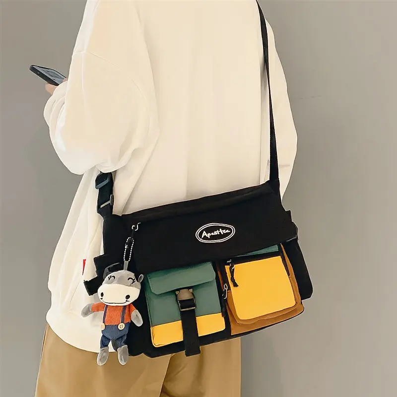 Sac messager en nylon imperméable pour femmes et hommes, sacs à bandoulière pour étudiants, cartables pour femmes, mode pour jeunes, initié à la mode