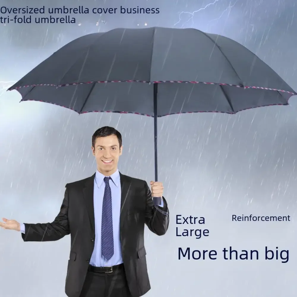 Dreifach gefalteter großer Regenschirm Business-Stil kompakter Sonnenschirm Sonnenschutz UV-Schutz für Männer Frauen zusammen klappbarer Sonnenschutz tragbar Image