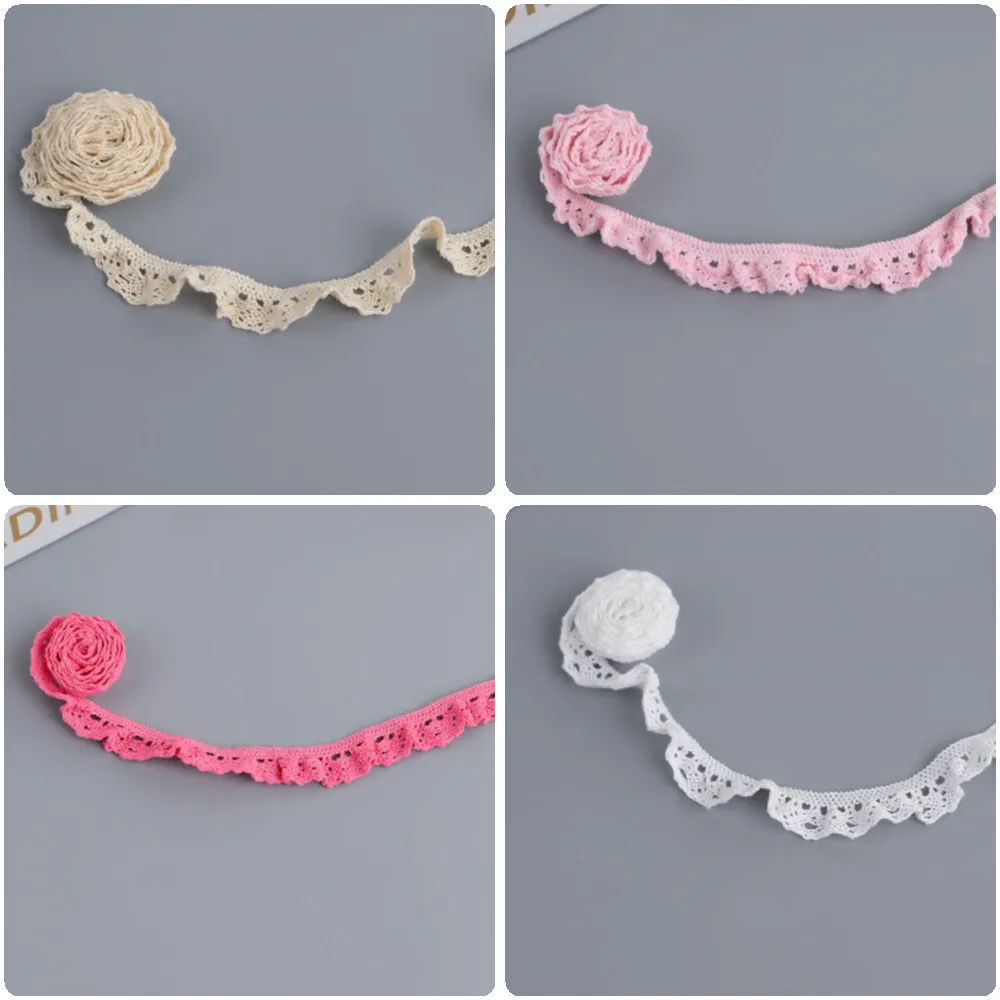 1.7CM pizzo di cotone Applique collare ricamo nastro pizzo elastico volant Trim per abito Guipure cucito su vestiti artigianato fai da te