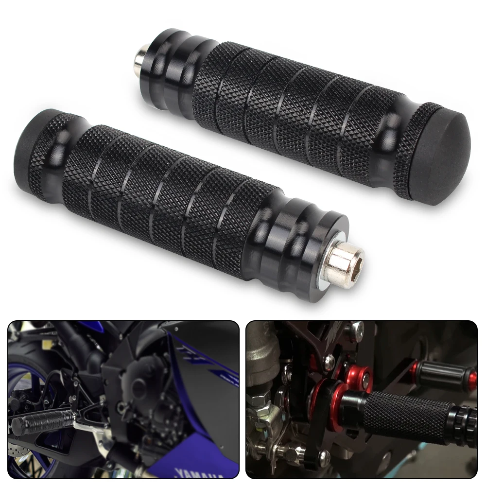 Fuß stützen Motorrad Hinterrad Fußrasten Universal CNC Pedal des Rücksitzes Motorrad Hinterrad Fußstützen Gewinde hinten Set Pedale Image