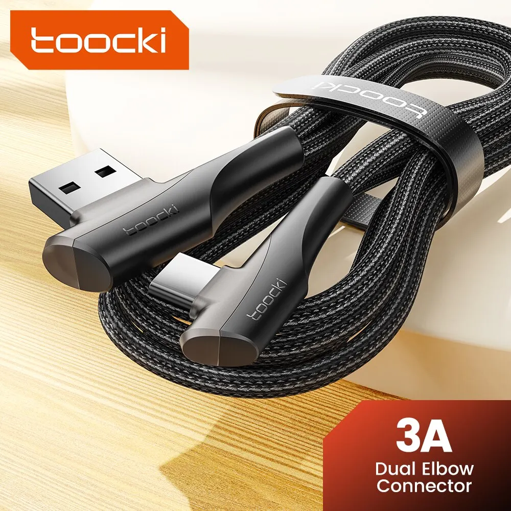 Toocki 3A USB-Kabel Quick Charge 3.0 Schnellladekabel Typ C 90 Grad Dual-Winkel-Datenkabel für Huawei Xiaomi Samsung Realme Image