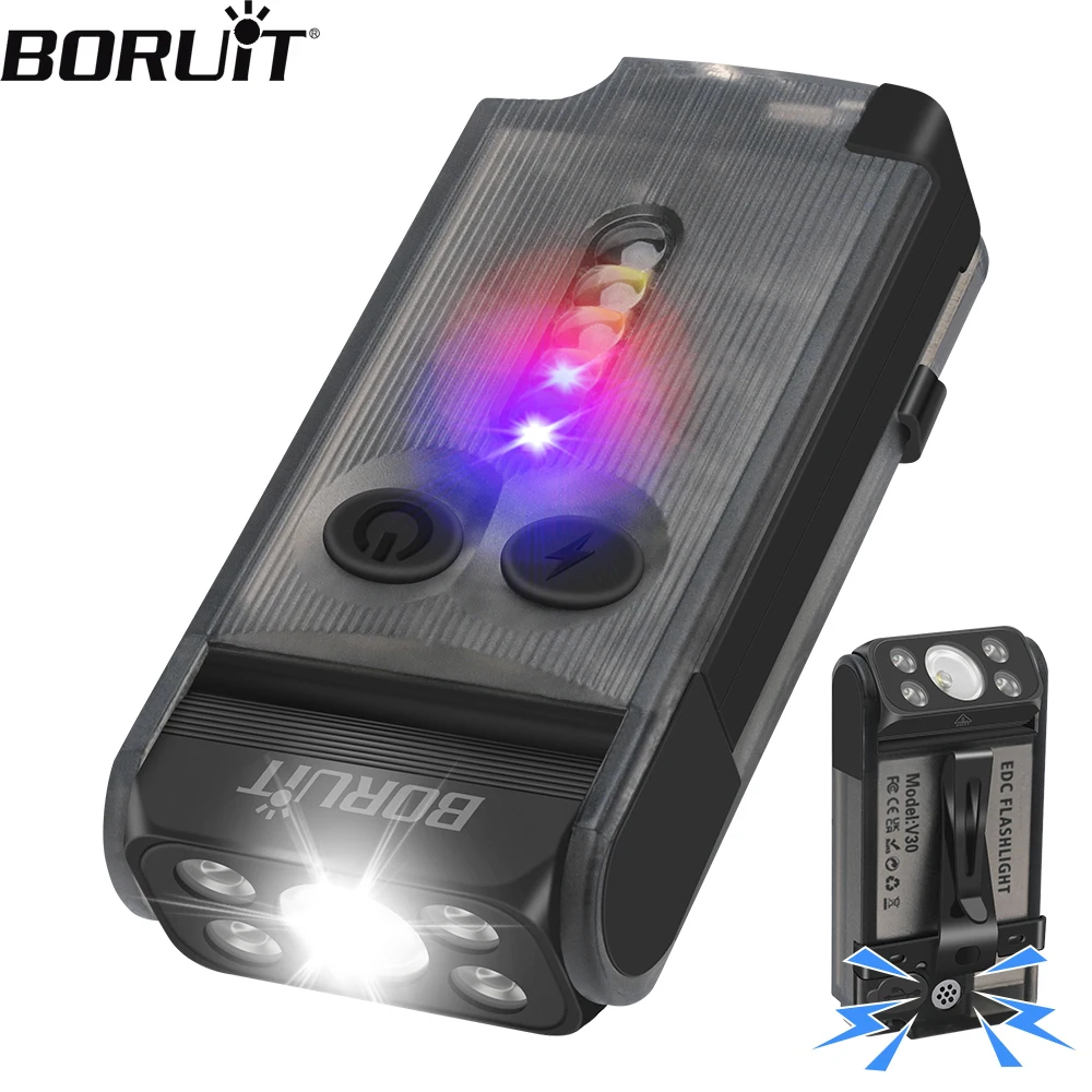 BORUiT V30 EDC LED-Taschenlampe Powerbank Arbeitsleuchte Typ-C Wiederaufladbare Taschenlampe Camping-Taschenlaterne mit Magnet, Buzzer & Clip Image