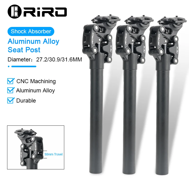 RIRO RCX Fahrrad Federung Sattelstütze Stoßdämpfer Sattelstütze 350mm * 27,2mm/28,6/30,0/30,4/30,9/31,6/33,9mm MTB/E-Bike Sitzrohr