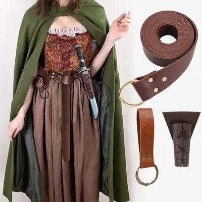 3 Stück braunes mittelalter liches Leders chwert Frosch Dolch halter Gürtel Rapier Scheide Ritter Renaissance Piraten Halloween Kostüm Cosplay Image