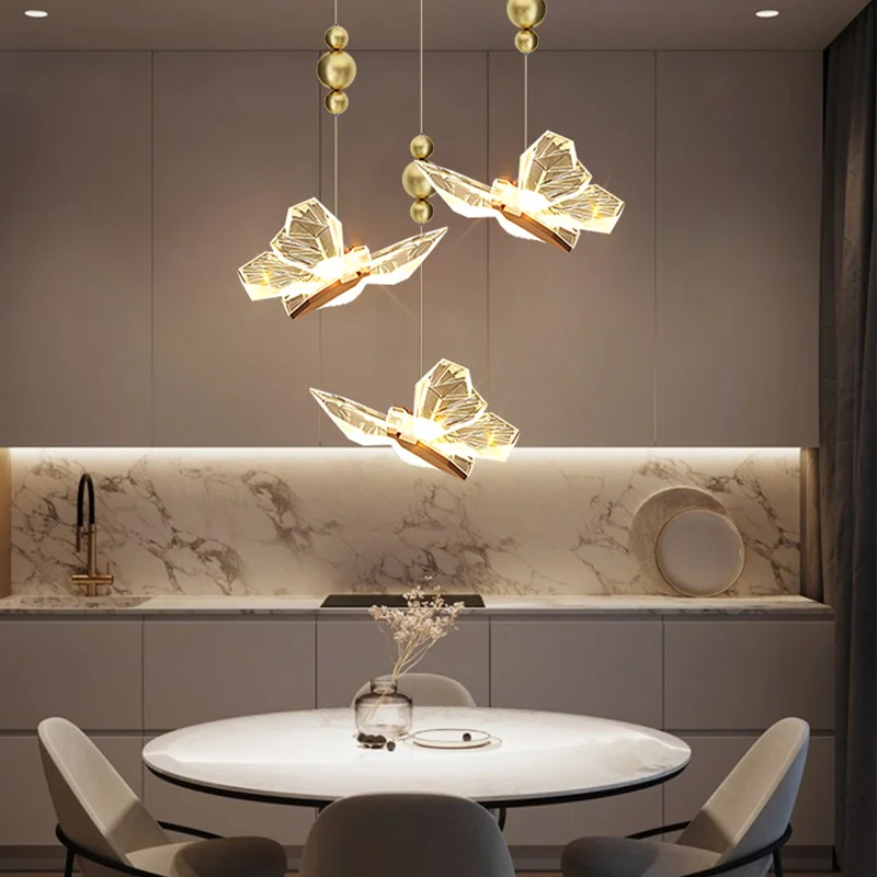 LED Schmetterling Pendel leuchten nordische Innen beleuchtung für Wohnkultur Esstisch Wohnzimmer Schlafzimmer Kristall Hängelampe