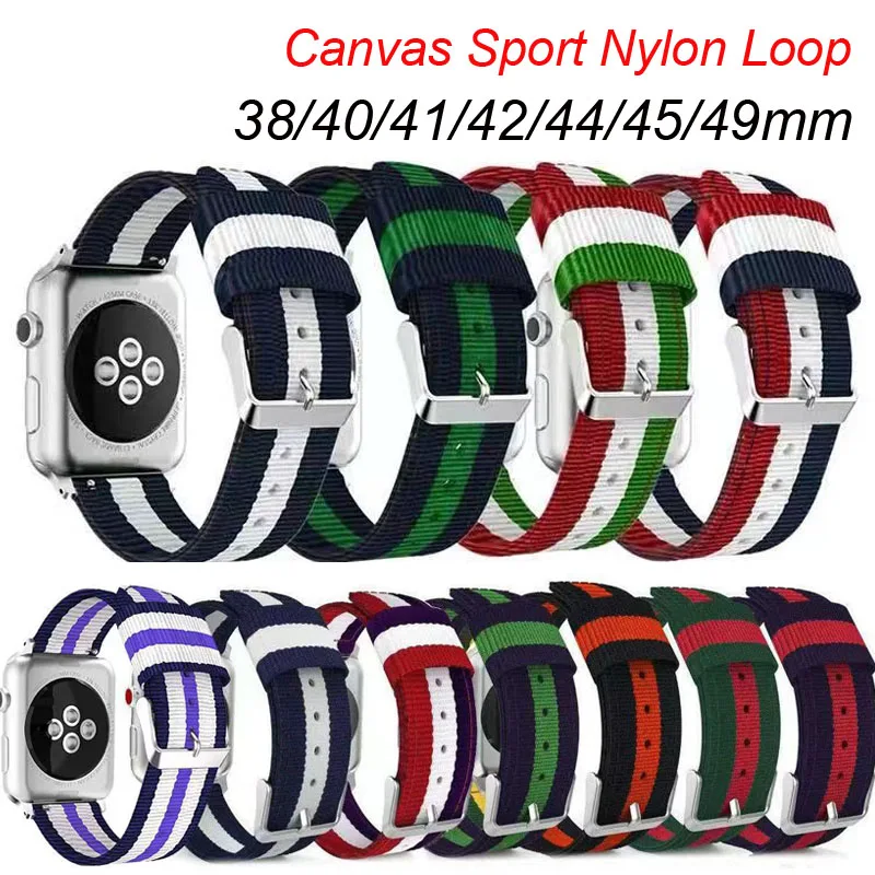 Leinwand Nylons ch laufe für Apple Watch Ultra 2 Band 49mm 45mm 38mm 42mm 40mm 44mm 41mm Sport Armband Armband iwatch 7 8 se 4 5 6 Image