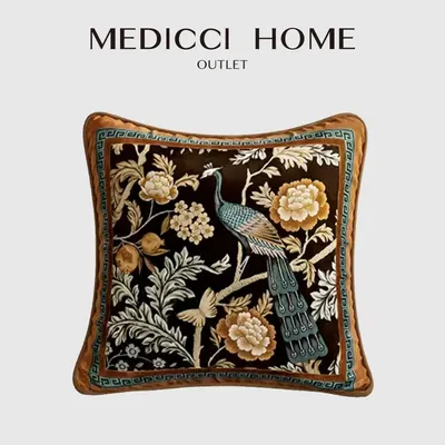 Medicci Hause Osten Vision Pfau Floral Dekorative Wurf Kissen Abdeckung Französisch Retro Bernstein Image