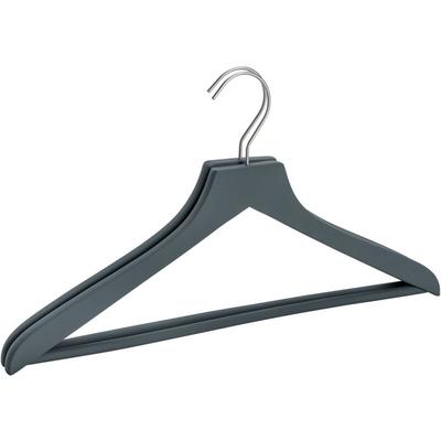Wenko - Kleiderbügel Hemdenbügel Schwarz Wäschebügel Holzbügel Anti Rutsch Holz - grau Image