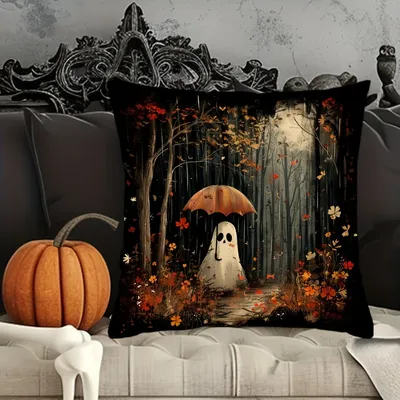 1pc Halloween themen orientierte Kissen bezug Geist, Kürbis, Fledermaus und schwarze Katze Muster | Image