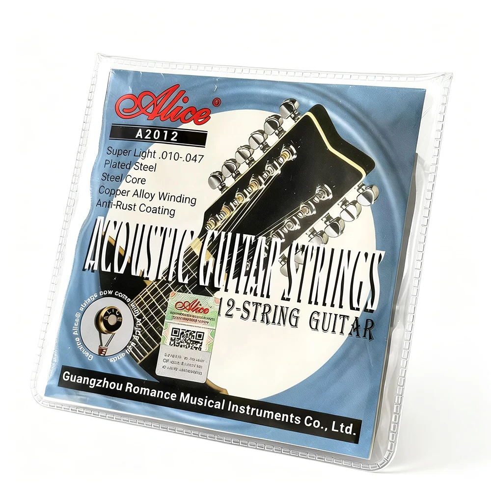 Akustische Folk-Gitarrensaiten mit 12 Saiten, plattierter Stahl, Stahlkern, Kupferlegierung, Wicklung, rostfreie Beschichtung, superleicht, 010-047 Image