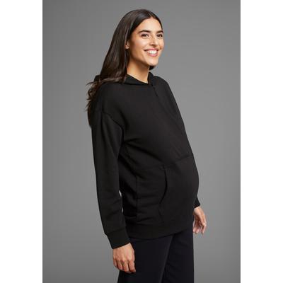 Umstandssweatshirt NEUN MONATE "Stillsweatshirt für Schwangerschaft und Stillzeit", Damen, Gr. 44/46, schwarz, Sweatware, Obermaterial: 100% Baumwolle. Kapuzenfutter: 100% Baumwolle, unifarben, Basic, lässig geschnitten, Langarm, Sweatshirts,... Image