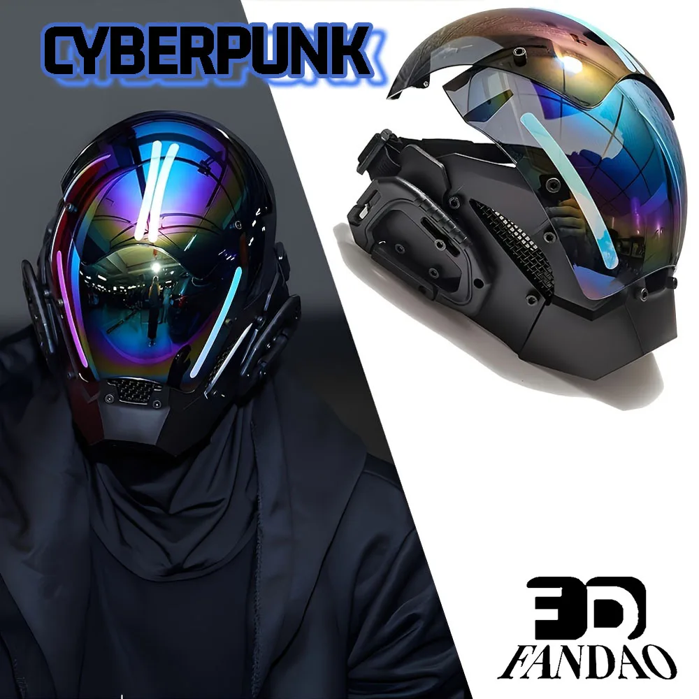 Punk-Helmmaske Gothic-Futuristische Techwear-Maske Halloween-Party-Kostüm-Requisiten-Accessoires für Frauen und Männer Musikfestival Image