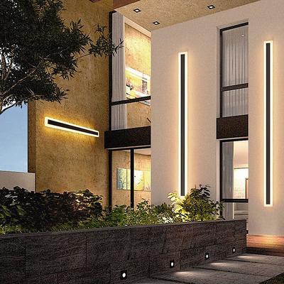 Modern Outdoor Waterproof LED Wall Sconce 15.7-70inch Color Light Optional IP65 Black Acrylic Wall Light Fixture Frosted Elegant Rust Proof AC85-265V