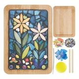 DIY Mosaic Craft Kit Bamboo Coasters Kits for Adults Beginner with Rectangle Coaster Base Handmade