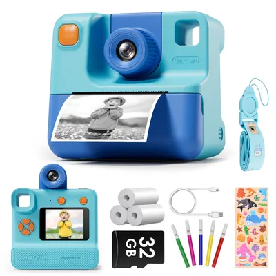 Kids Camera Instant Camera with 3 Rolls of Printing Paper & 32GB Card, 1080P Digital Children's